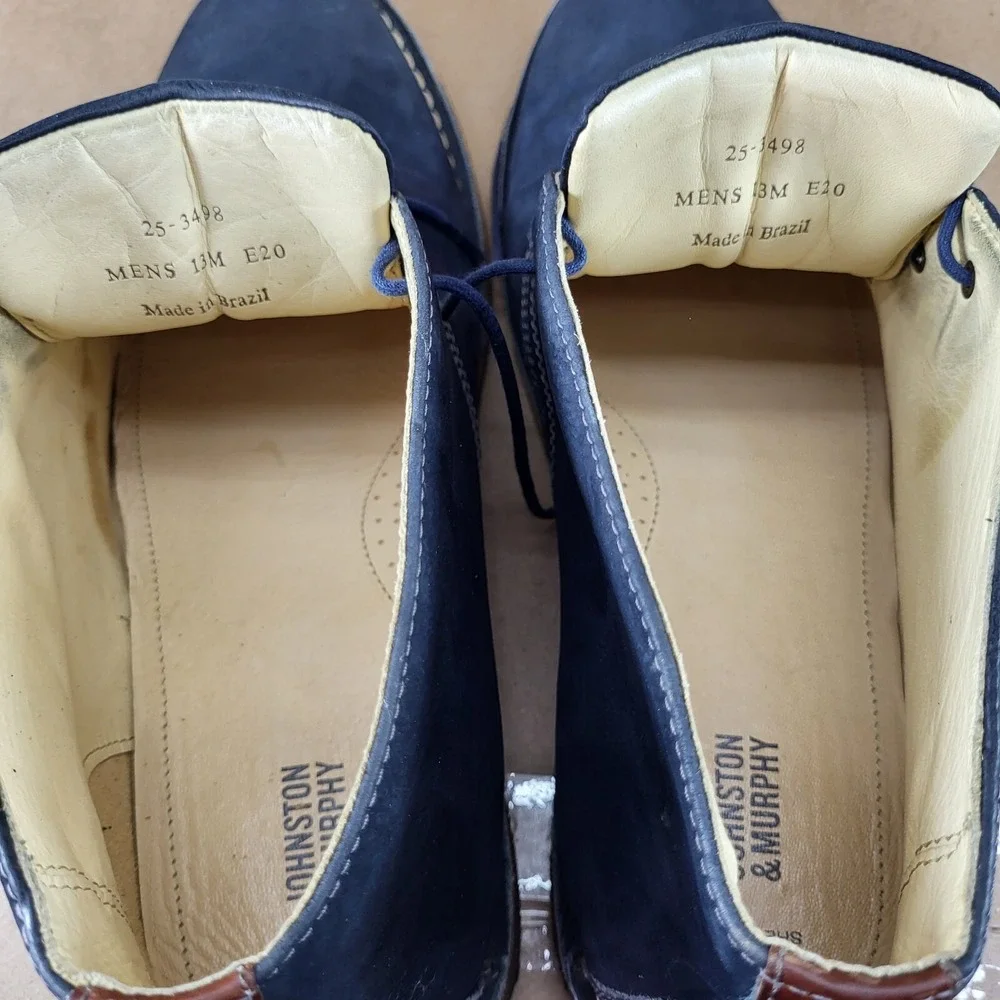 Johnston Murphy Men's 13 M Medium Blue Sheepskin Chukka Shoes Boots 25-3498